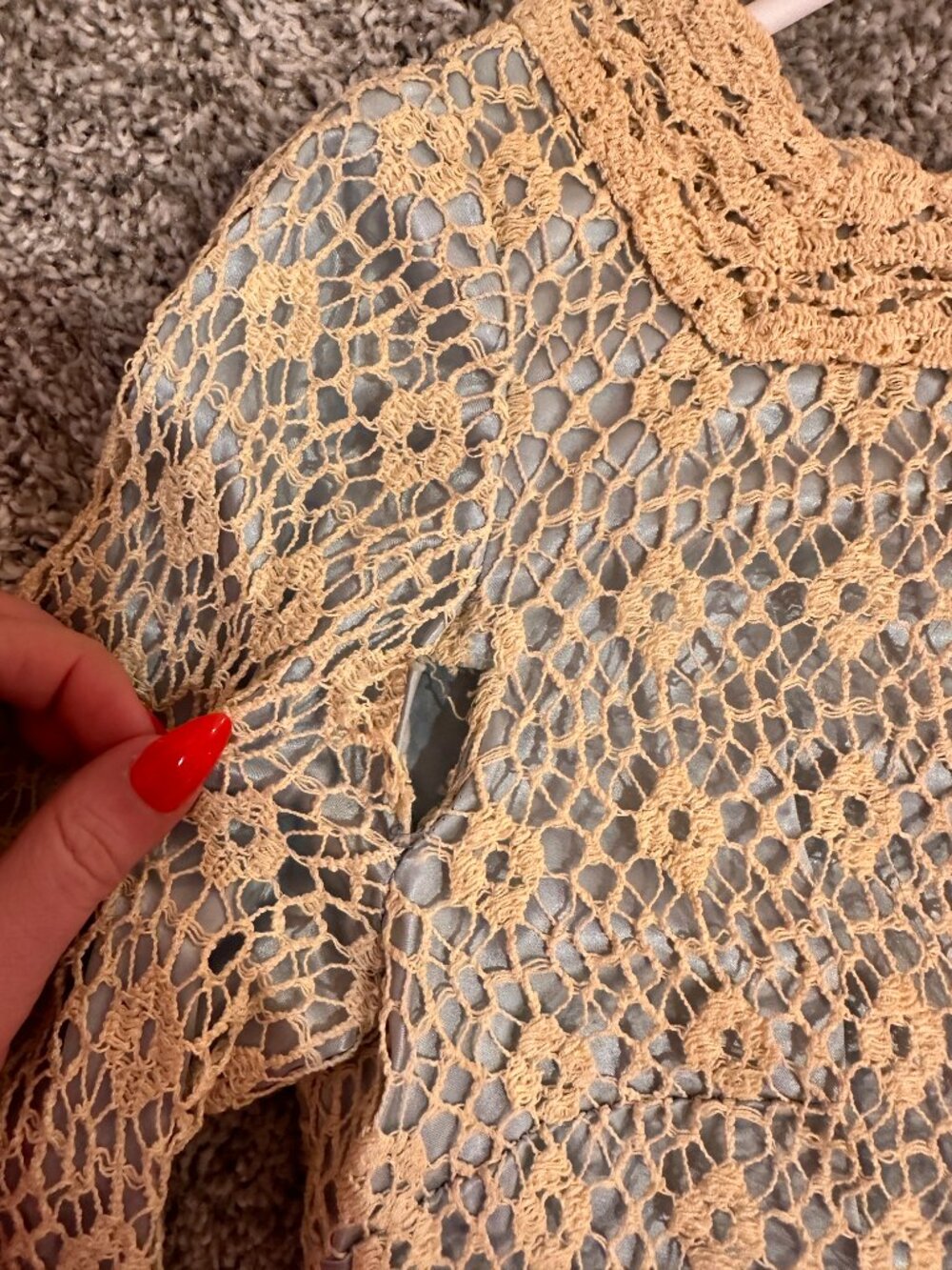 1960s Baby Blue Lace Sheath Dress Cottage Core Inspired - Picture 11 of 11